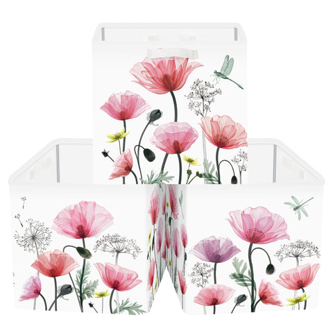 Clastyle 3 pcs Flowers Cube Storage Boxes for Shelves Kallax Boxes