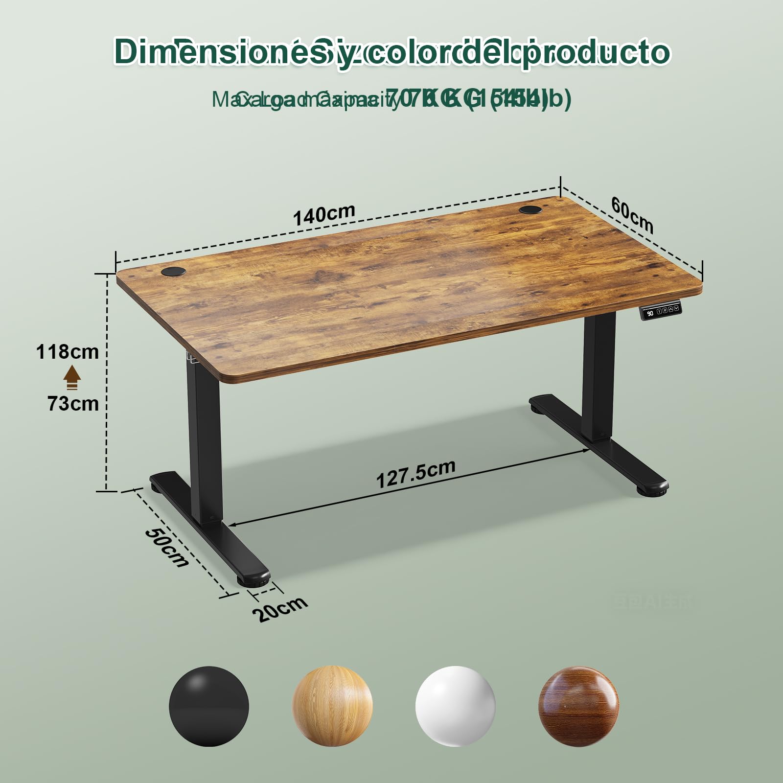 JUMMICO Electric Standing Desk 140 x 60 cm Home Office Height Adjustable Desk, Computer Lift Table with Smart Panel