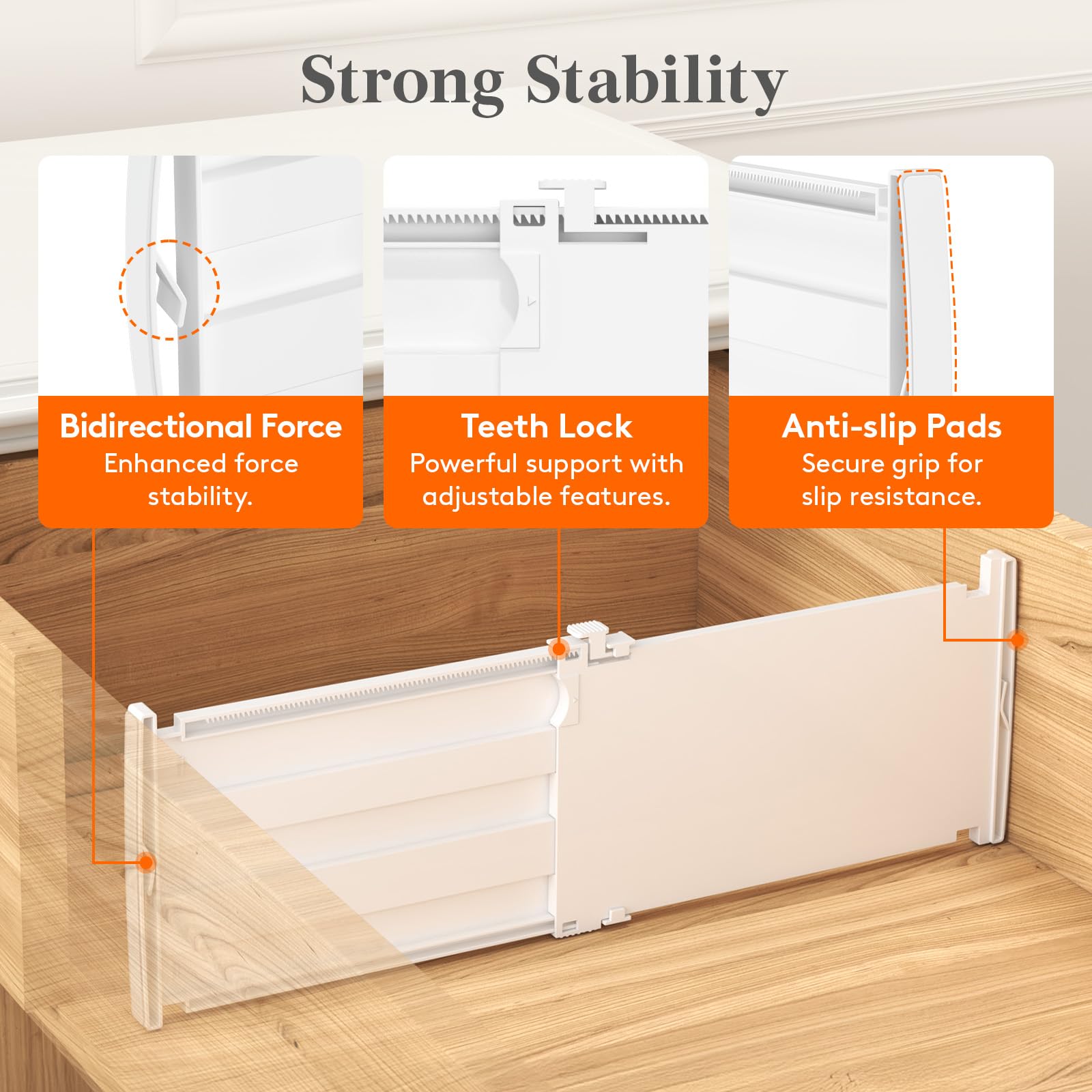 Lifewit 6 Pack 6" High Drawer Dividers 30-47cm/11.5-18.5" Adjustable Drawer Dividers for Clothes, Expandable Kitchen Drawer Dividers Organisers