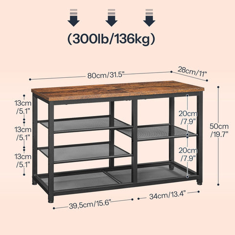 HOOBRO Shoe Bench with Seat, 5-Tier Shoe Rack Bench, Shoe Storage Organizer, 80 cm Shoe Storage Bench for Entryway, Hallway, Space Saving