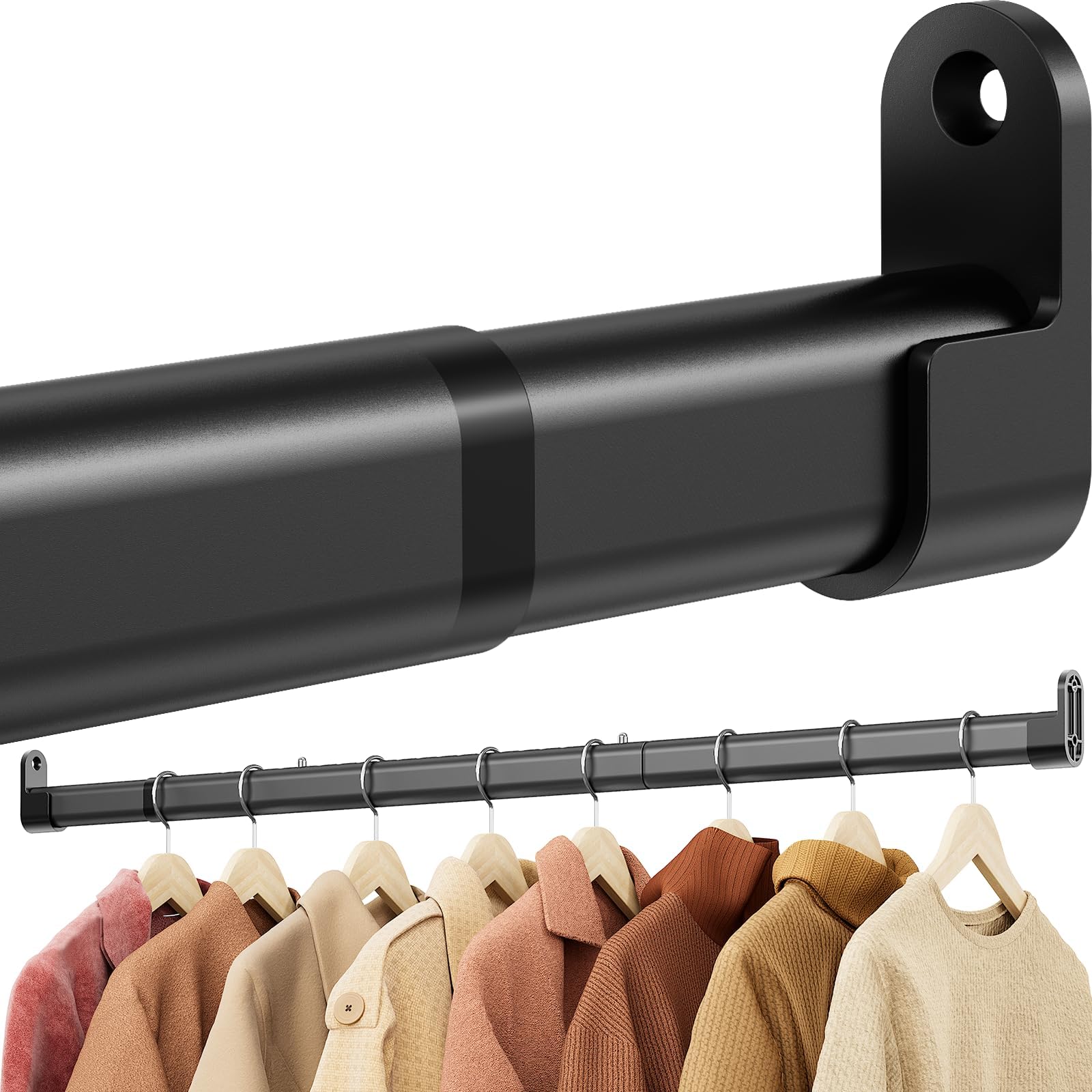 Wardrobe rail,28MM Extendable clothes rail 42 to 101 CM, Hanging Pole