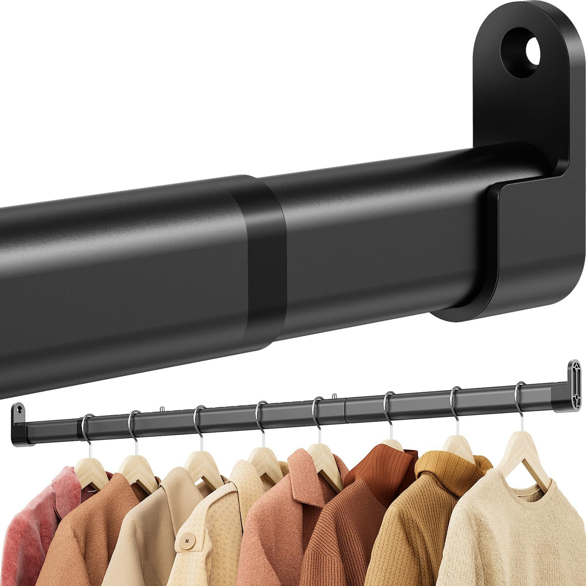 Wardrobe rail,28MM Extendable clothes rail 42 to 101 CM, Hanging Pole