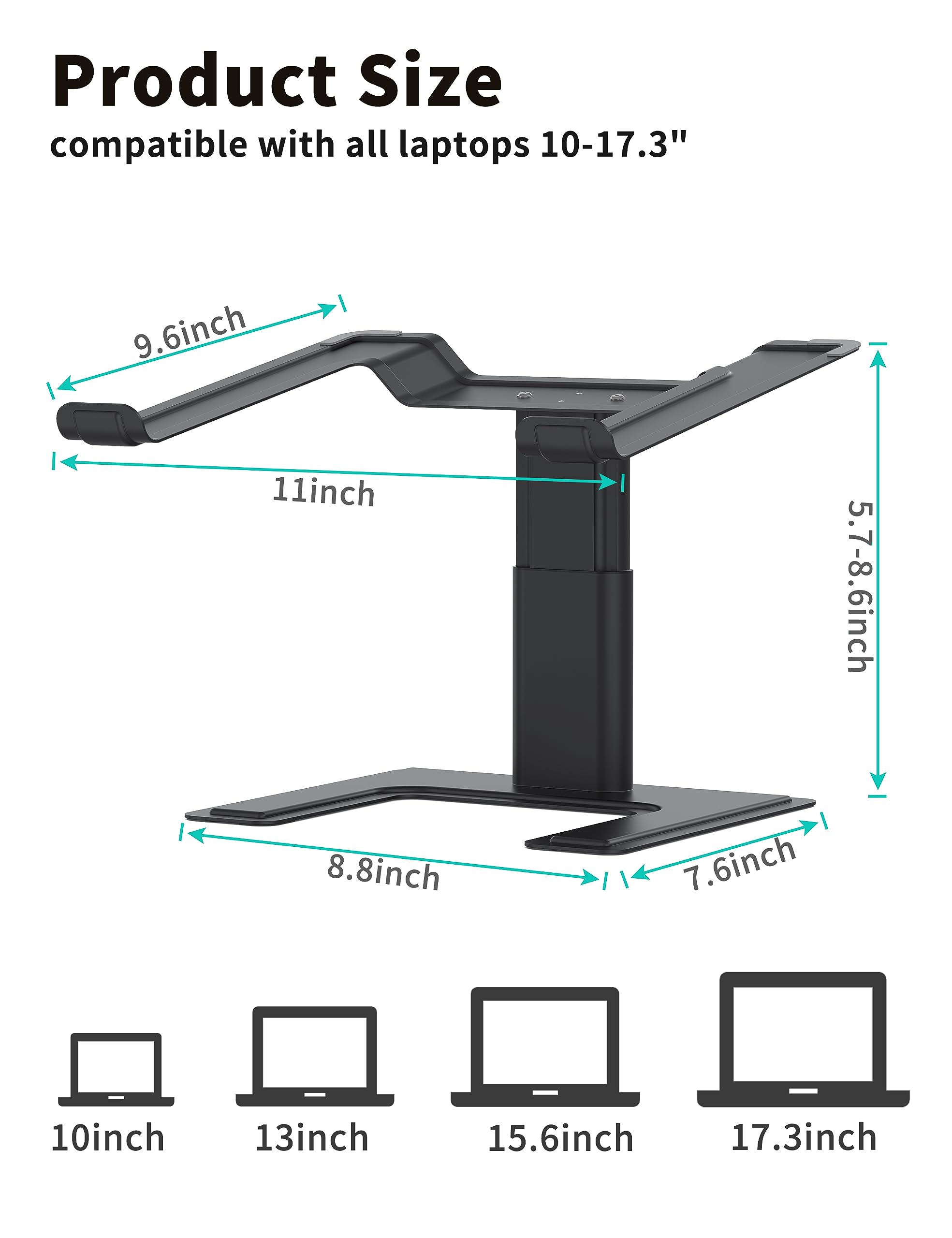 ALASHI Laptop Stand for Desk, Computer Stand Adjustable Height, Ergonomic Notebook Laptop Riser