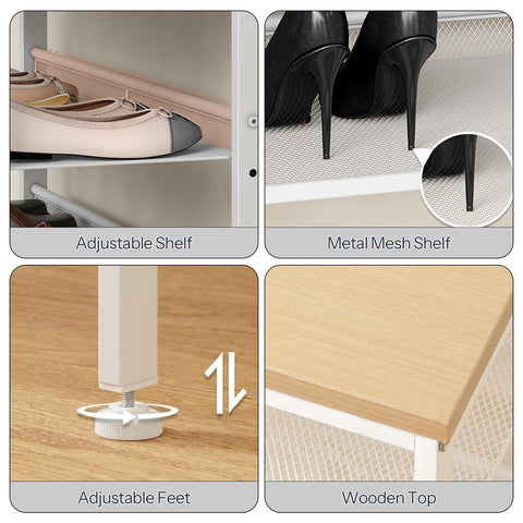 HOOBRO Shoe Rack, 5-Tier Shoe Organizer, Shoe Storage Rack for 16-20 Pairs, Adjustable Mesh Shelves, Shoe Storage Unit for Entryway, Metal Frame