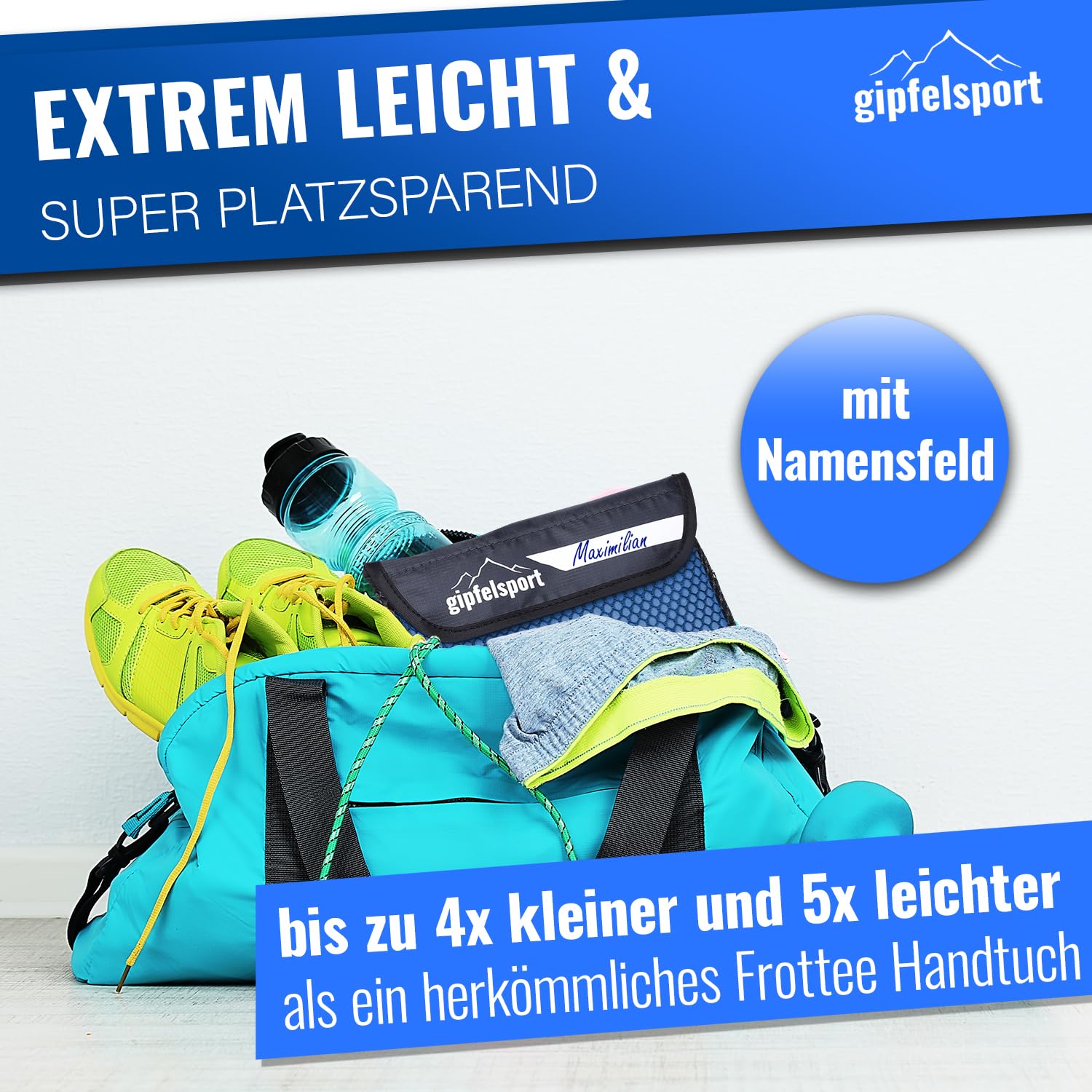 gipfelsport Microfibre Towel 1x S(80x40cm) Blue