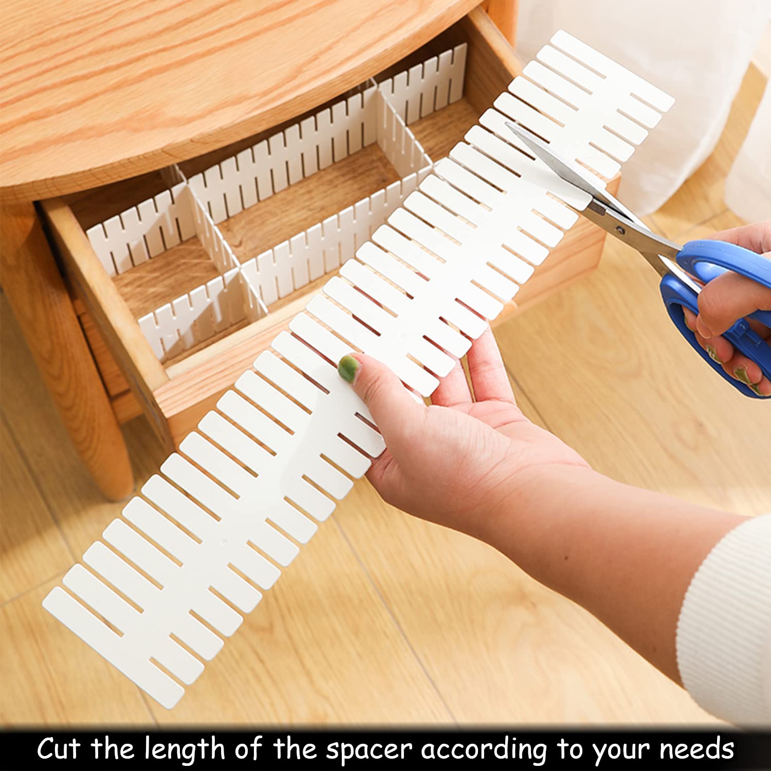 16 PCS Drawer Dividers Adjustable Drawer Organizer White Drawer Organiser 32 x 7 cm DIY Cut at Will for Socks, Underwear, Makeup, Kitchen, Bedroom