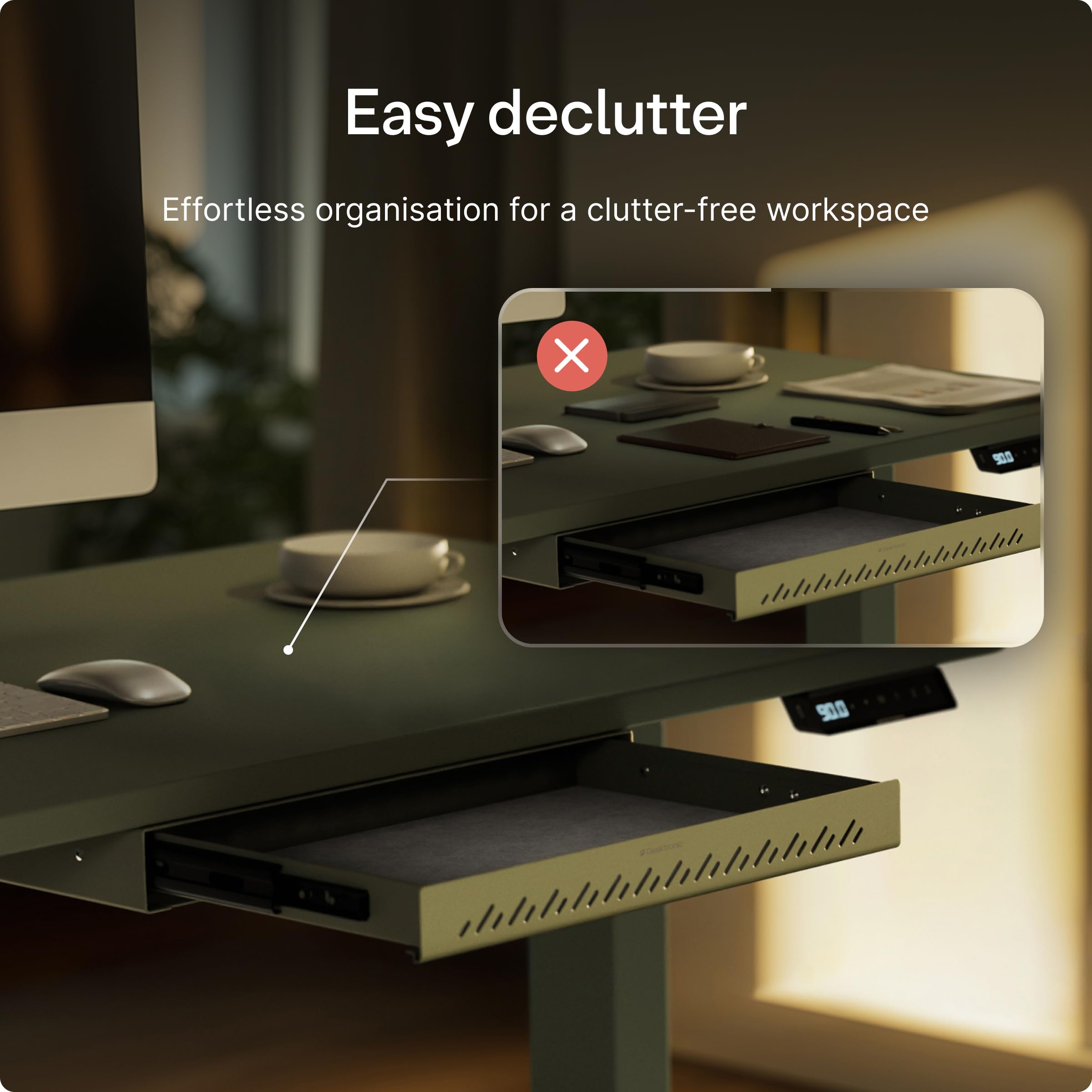 Desktronic Hidden Organizer, Under-Desk Storage Drawer - Easy Installation, Space-Saving, Large Capacity, Metal, for Office and Vanity
