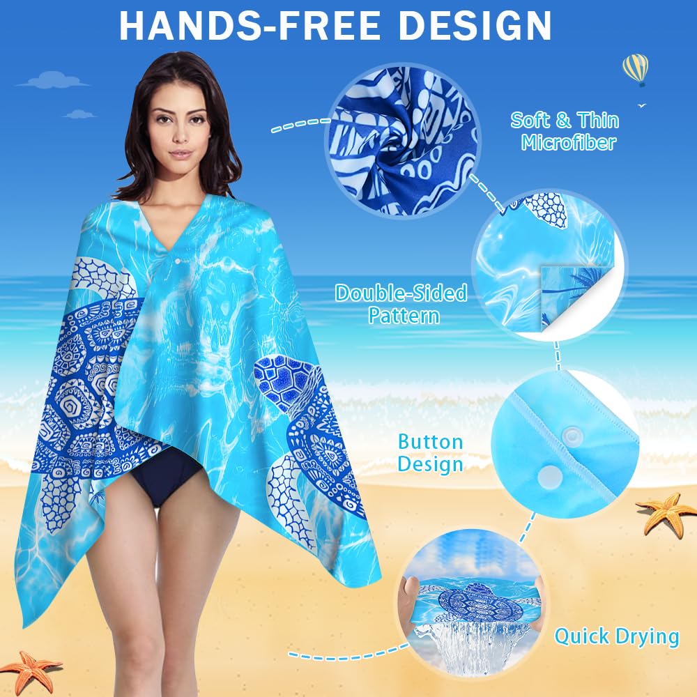 COYBTO Beach Towels for Adults, Large 180x90CM Dock and Bay Beach Towel, Double Sided, Sandproof, Lightweight