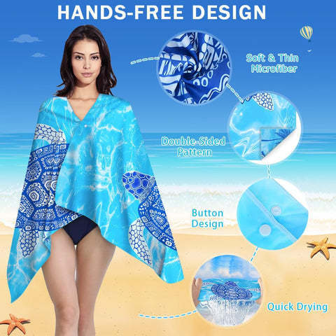 COYBTO Beach Towels for Adults, Large 180x90CM Dock and Bay Beach Towel, Double Sided, Sandproof, Lightweight