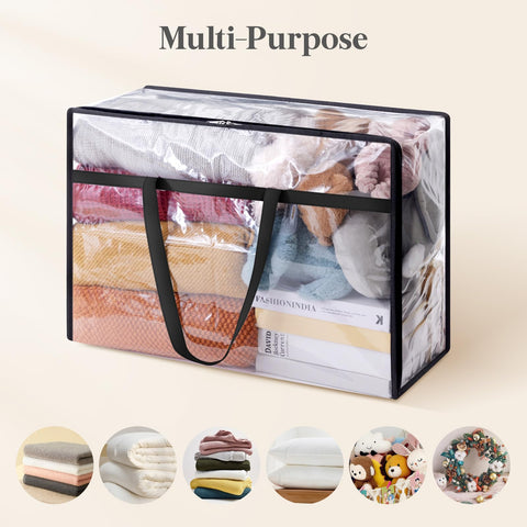 Lifewit 4 Pack Clear Storage Bags, 60L Plastic Clothes Storage Bags