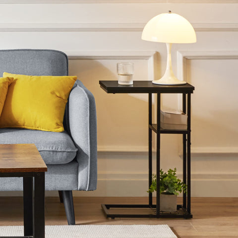 YMYNY C Shaped End Table Set of 2, Snack Side Table for Sofa and Bed, Laptop Coffee Table for Small Spaces, Living Room, Bedroom