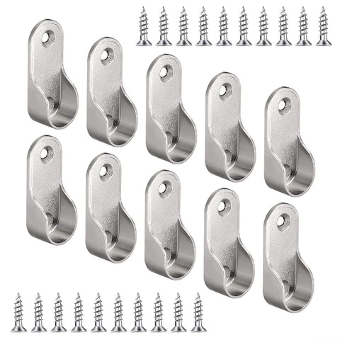 iTYOOS 10 Pieces Wardrobe Rail Fittings With 20 Pieces Screws, Zinc Alloy Oval Closet Rod End Supports