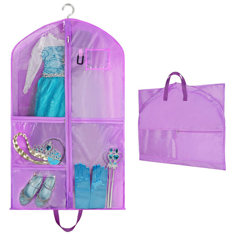 OSDUE Clothes Covers, 40 inch WaterproofHanging Garment Bags with 5 Zipper Pocket and ID Slot Pockets Foldable Kids Dance Costume Garment Bag Travel