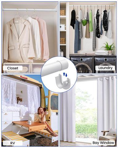Wardrobe Rail, 43 to 173 CM Stepless Adjustable Metal Rails To Hanging Clothes, 3.3 CM Heavy Duty Wardrobe Rails and Fittings for Closet Wardrobes