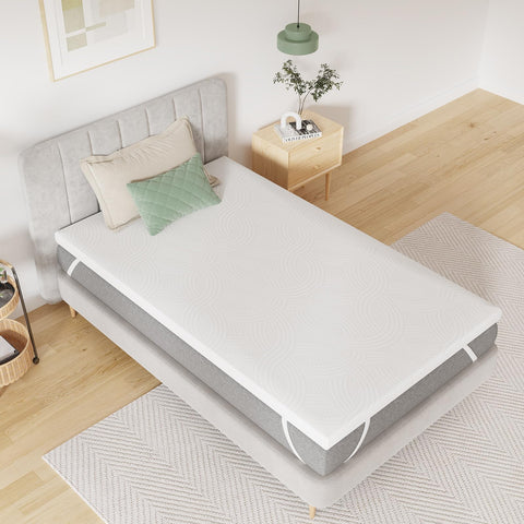 Novilla Top mattress, 100 x 200 5 cm fiber mattress, foam mattress comfort and washable at 60 °C, breathable and fresh, white