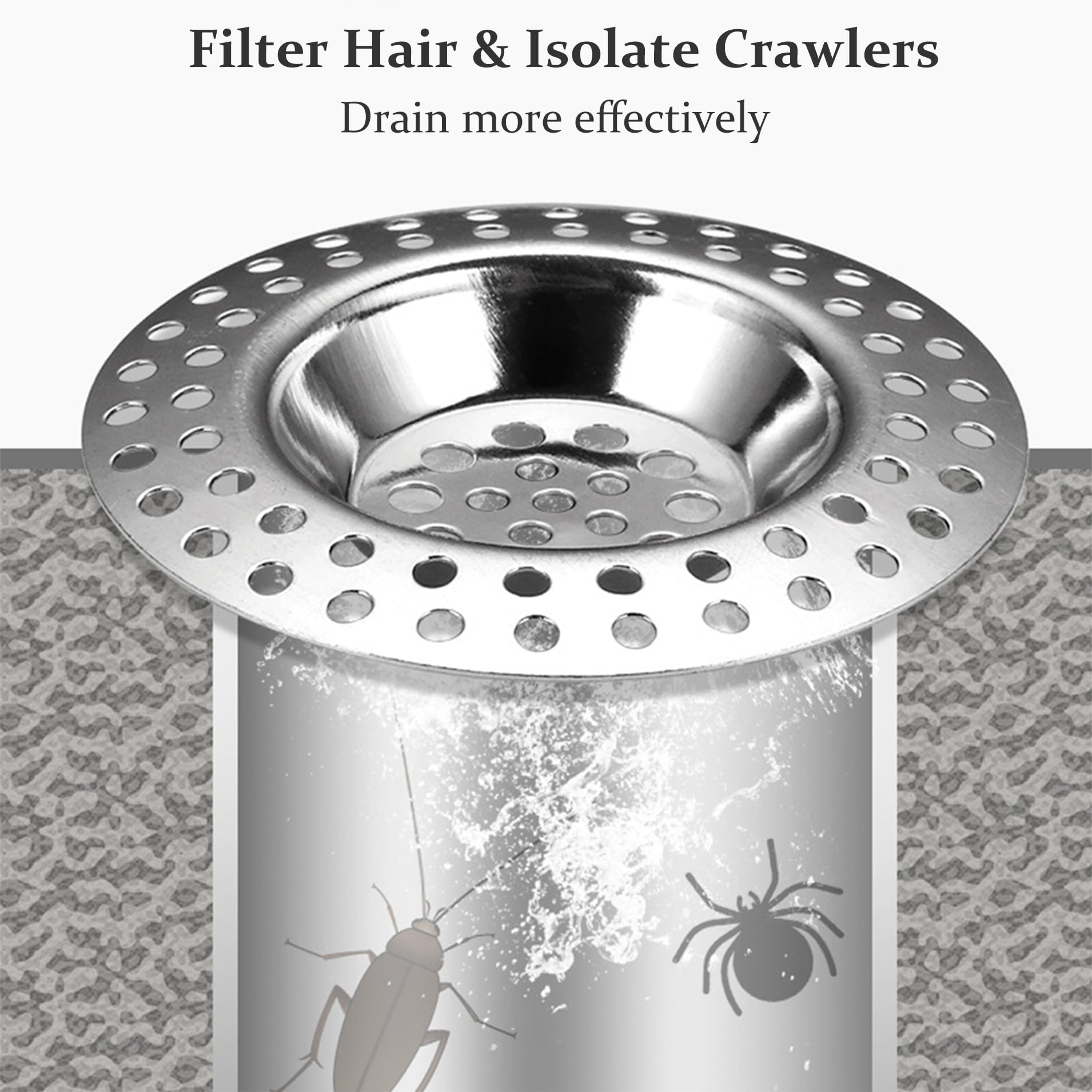 Stainless Steel Kitchen Sink Strainer Plug, Standard Strainer Drain Protector Hair/Food Catcher for Bathroom, Kitchen, Shower