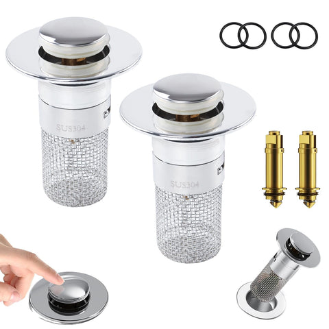 2Pcs Sink Plugs Strainer Drain Strainer Pop Up for 34-40mm Drain Hole