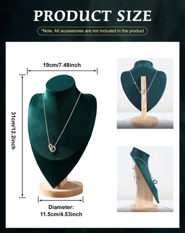 TINGSING Velvet Necklace Display Stand Jewelry Bust Display Stands
