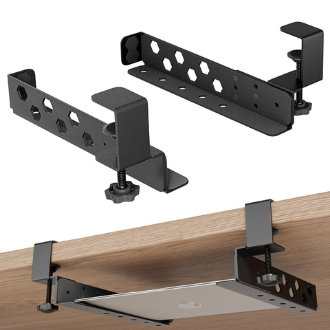 otuiaim Adjustable Under Desk Holder with Clamp for Desk - Steel Shelf