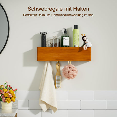 DUKZURA Coat Hooks Wall Mounted, Coat Rack with Hidden Wall Hooks, Coat Hooks with Shelf -Key Holder for Hallway, Bedroom