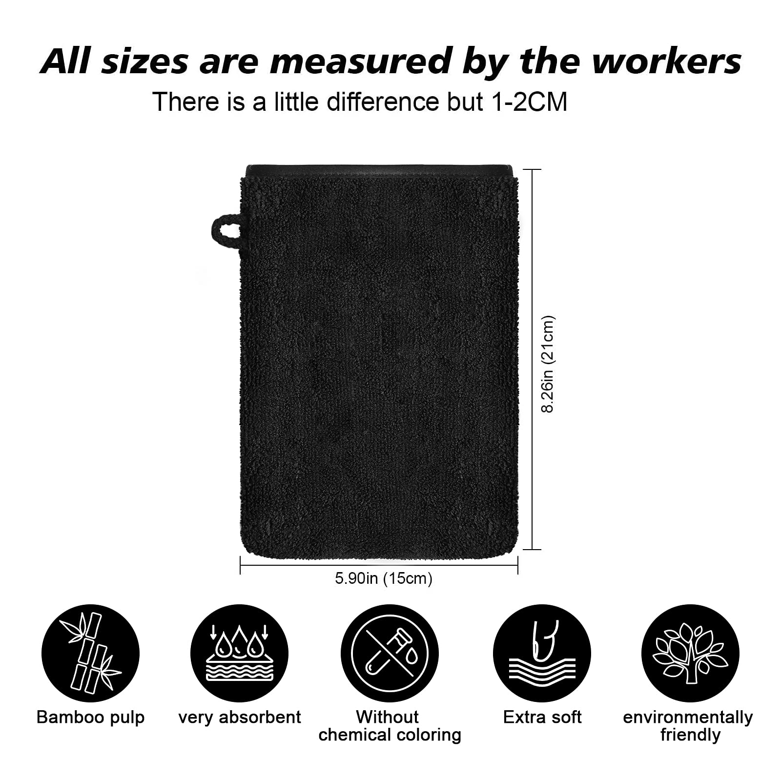 PHOGARY Pack of 10 Microfibre Body Wash Mitts Set, Flannels Soft Face Mitts, Bath SPA Cloth, Reusable Makeup Remover Mitt Gloves, 15x21 cm