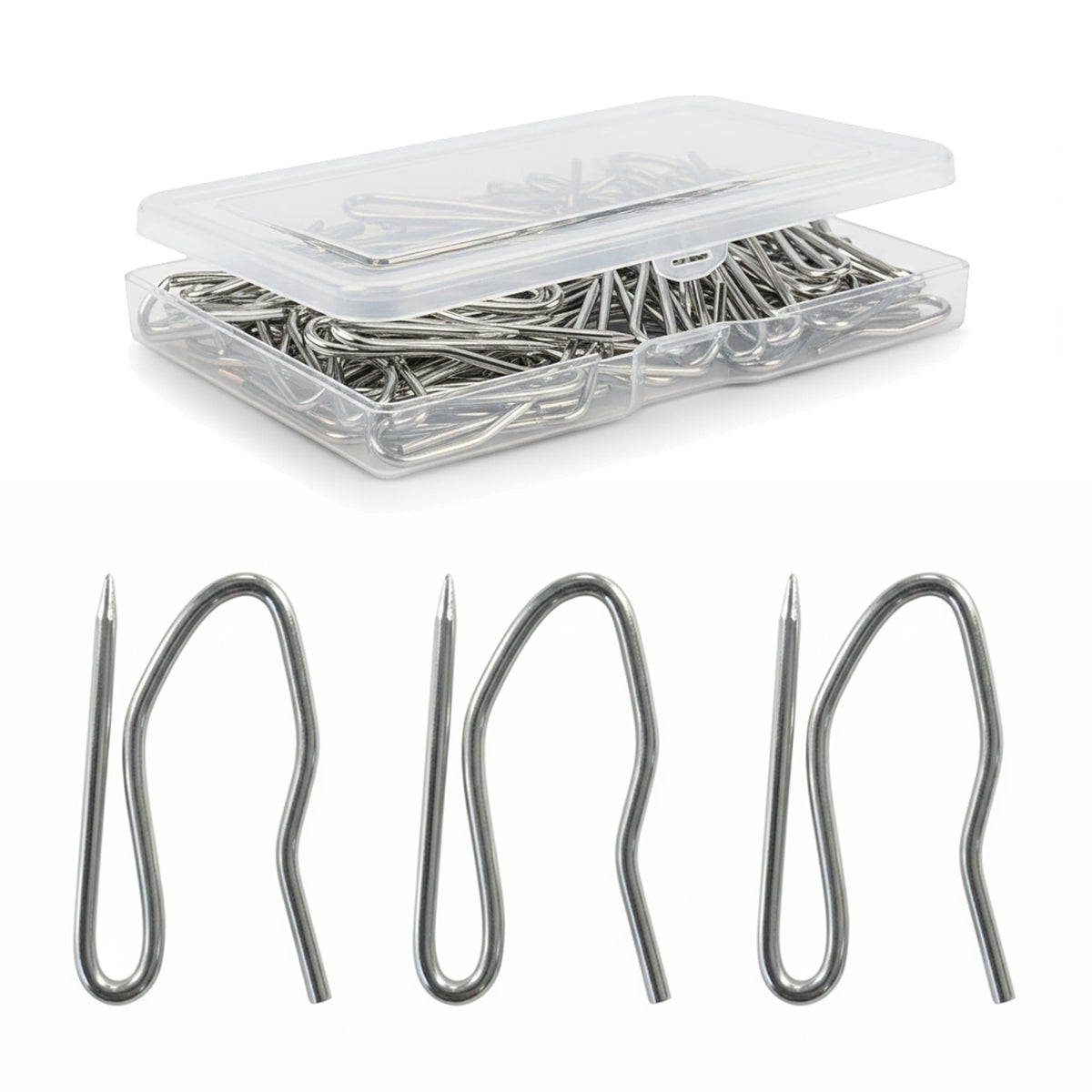 Metal Curtain Hooks - Heavy Duty Zinc Pin Hooks, 50 Pack Curtain Pins for Pencil Pleat & Pinch Pleat Heavy Lined Curtains, Heading Tape, Tracks