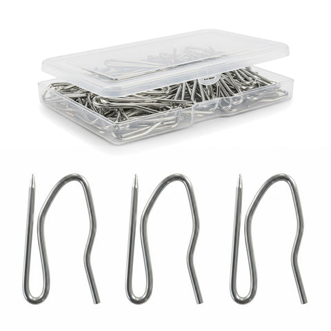 Metal Curtain Hooks - Heavy Duty Zinc Pin Hooks, 50 Pack Curtain Pins for Pencil Pleat & Pinch Pleat Heavy Lined Curtains, Heading Tape, Tracks