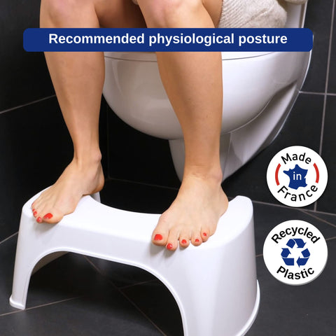 Well Care Physiological Toilet Stool Grey – Made in France from Recycled Plastic – Adult Toilet Step