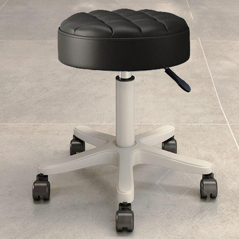 HNJZX Small Chair Round Rolling Stool with Wheels PU Leather Height Adjustable Swivel Stool Drafting Work Tatto Massage SPA Salon Stools Home Office