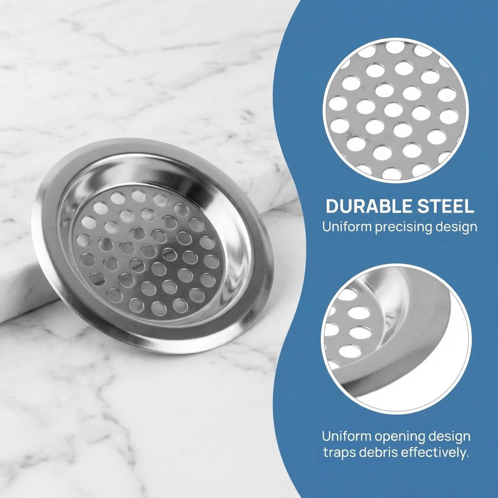 2 Pack Stainless Steel Sink Strainer Plug, 7.5cm External Diameter & 5.7cm Inner Diameter, Drain Protector Filter for Kitchen Bathtub Bathroom Shower