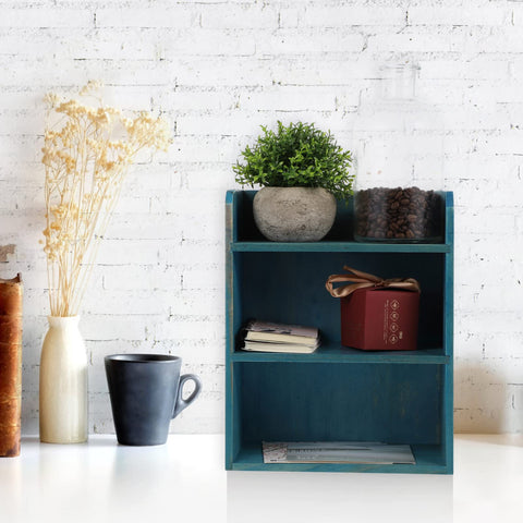 Garneck Solid Wood Desktop Storage Holder Multi-Layer Desk Shelf for Sundries Mini Bonsai Small Decor and Home Office Organisation 31.00 X 25.00 X