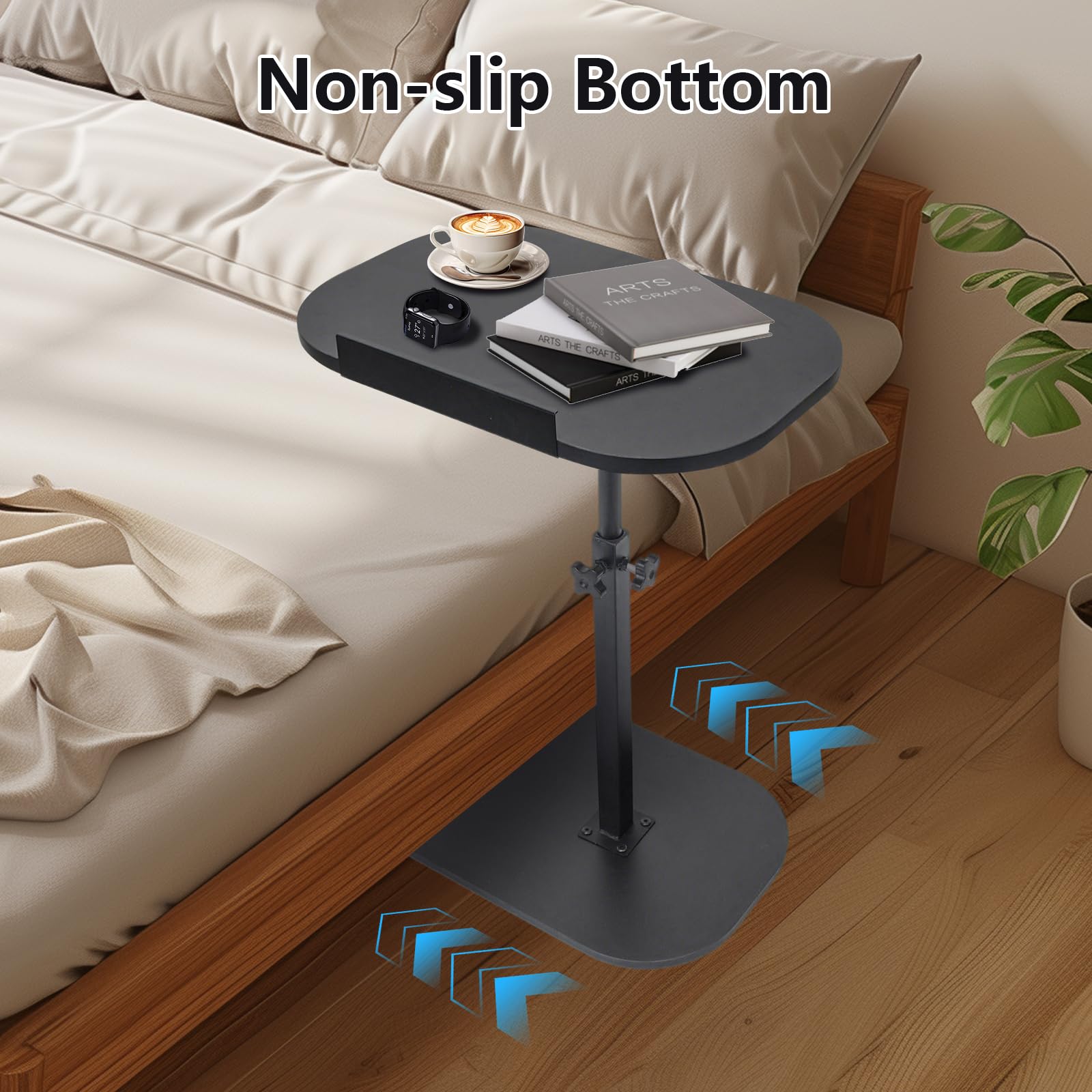 YYW Side Table TV Tray For Couch, Height Adjustable C Shaped Table