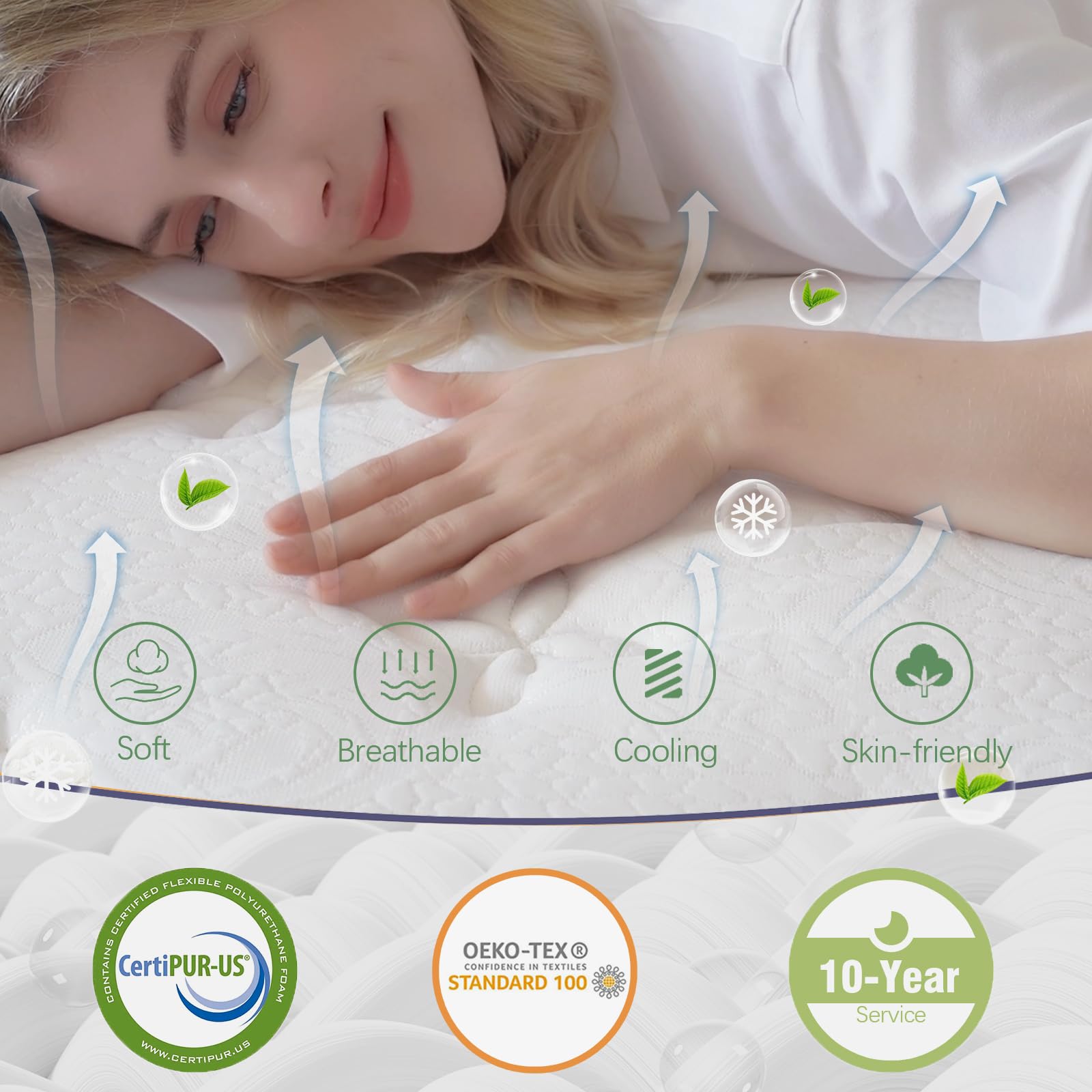 Bednew 12 Inch Single Mattress, 30cm Hybrid Pocket Spring Mattress with Breathable Cool Foam, Medium Firm Support - 3FT Small Single (90x190x30cm)