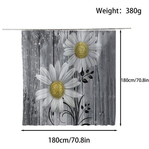 FAIRYGATE Extra Wide Shower Curtain Garden Shower Curtains 180 x 180 cm Sunflower Scenery Bathroom Curtain Mildew & Mould Resistant Polyester Fabric