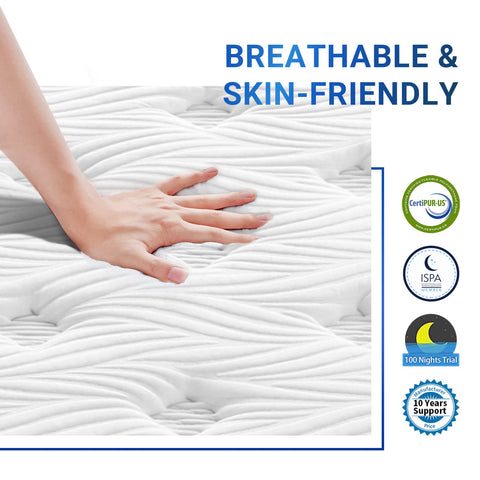 Avenco Super King Mattress, 7 Inch Bamboo Fibers Foam Spring Hybrid Mattress, Medium Firm, Breathable, CertiPUR-US Certified, 180x200x18cm