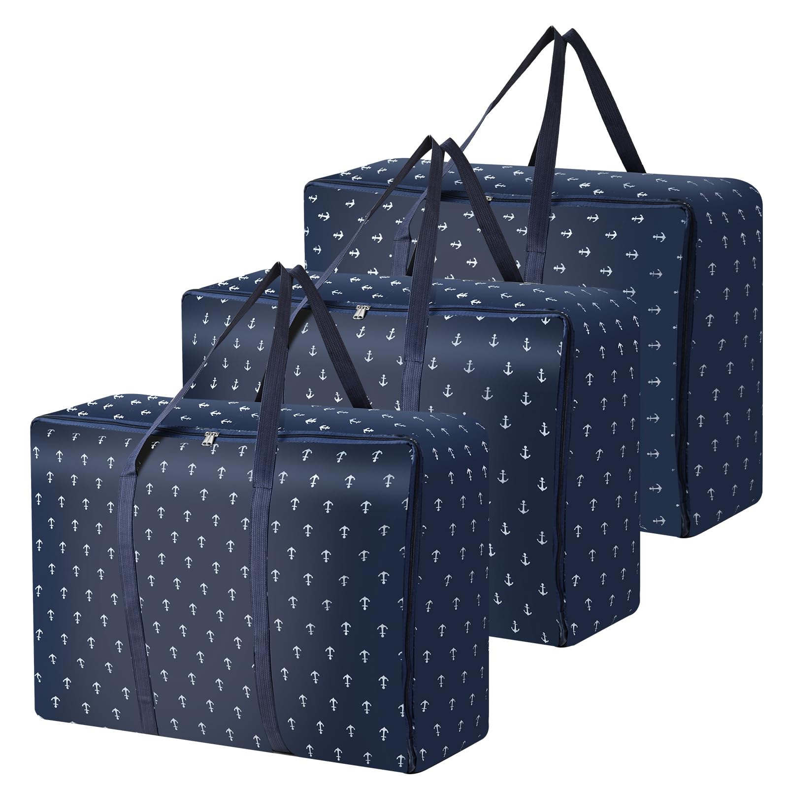 3 Pack Large Clothes Storage Bags with Zips,Moving Bags for Clothe, Underbed Storage Boxes with Lids for Bedding,Clothes,Duvets,Pillows