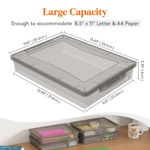 Lifewit Paper Storage Bins with Lid, Document Organizer, 2 Pcs, Grey