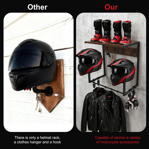 GHWMYD Motorcycle Helmet Holder Wall Mount for Moto Gear Storage Display
