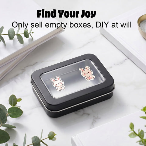 Axafazup Rectangular Hinged Metal Tin Container, Mini Portable Storage Box with Clear Lid, Small Empty Tin for Candy Keys Earrings Organization