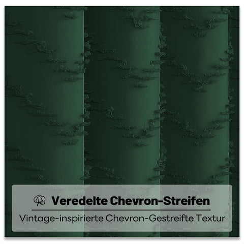 BTTN Boho Tufted Chevron Shower Curtain, 183x186cm, Emerald Green