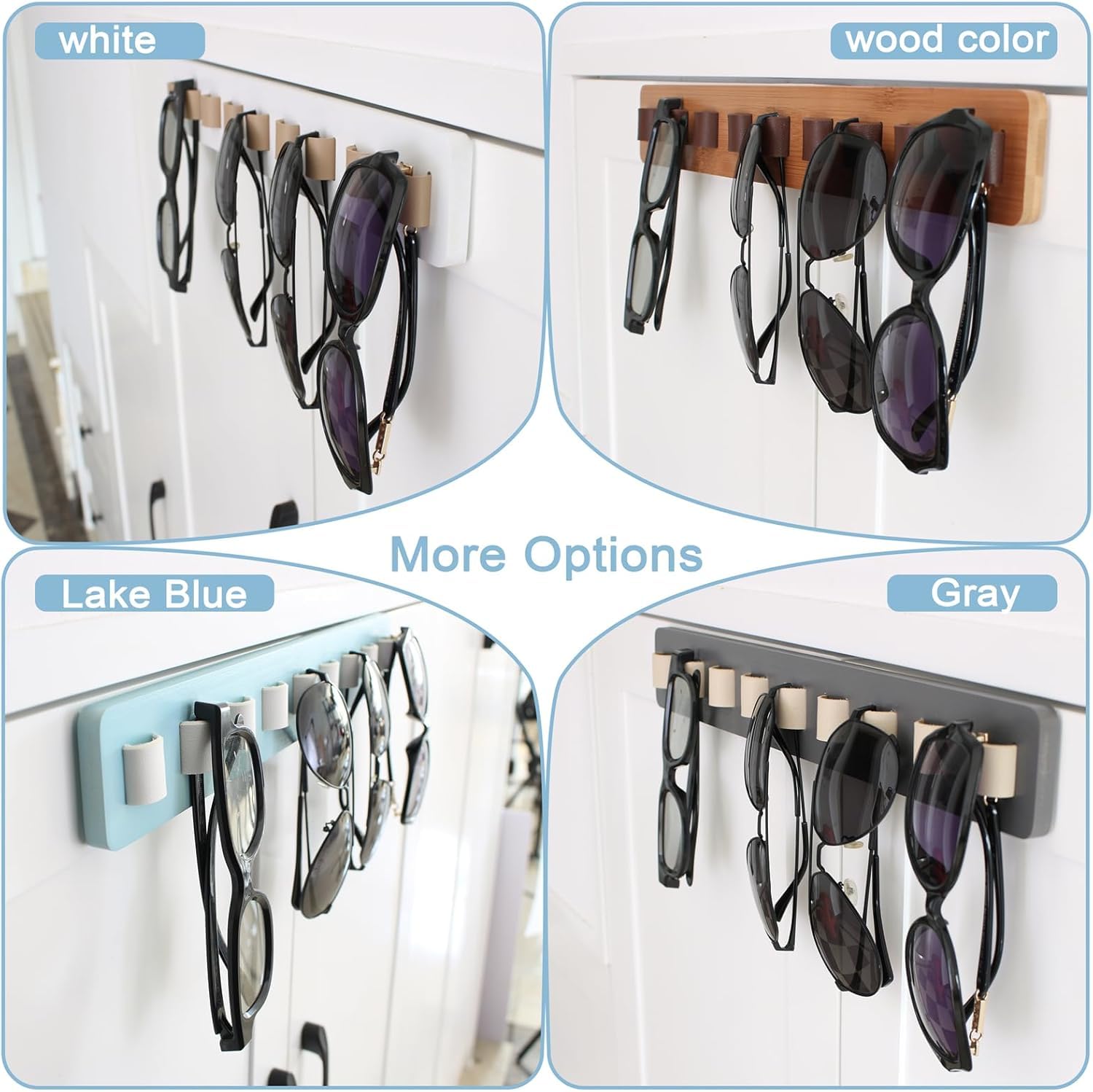 FINDAMAZE Sunglasses Organizer Wood Sunglasses Storage Wall Mounted Glasses Holder/Sunglasses Stand Eyewear Display for Men or Women