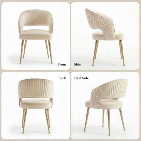 younturn Modern Velvet Upholstered Dining Chairs Set of 2, Comfortable Padded Kitchen Chairs with Armrests