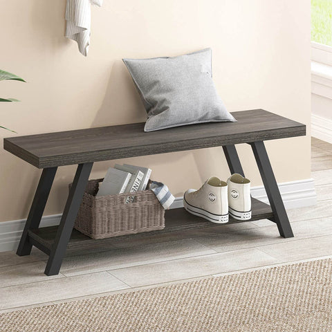LVB Shoe Storage Bench Entryway Benches for Hallway 120cm Dark Oak