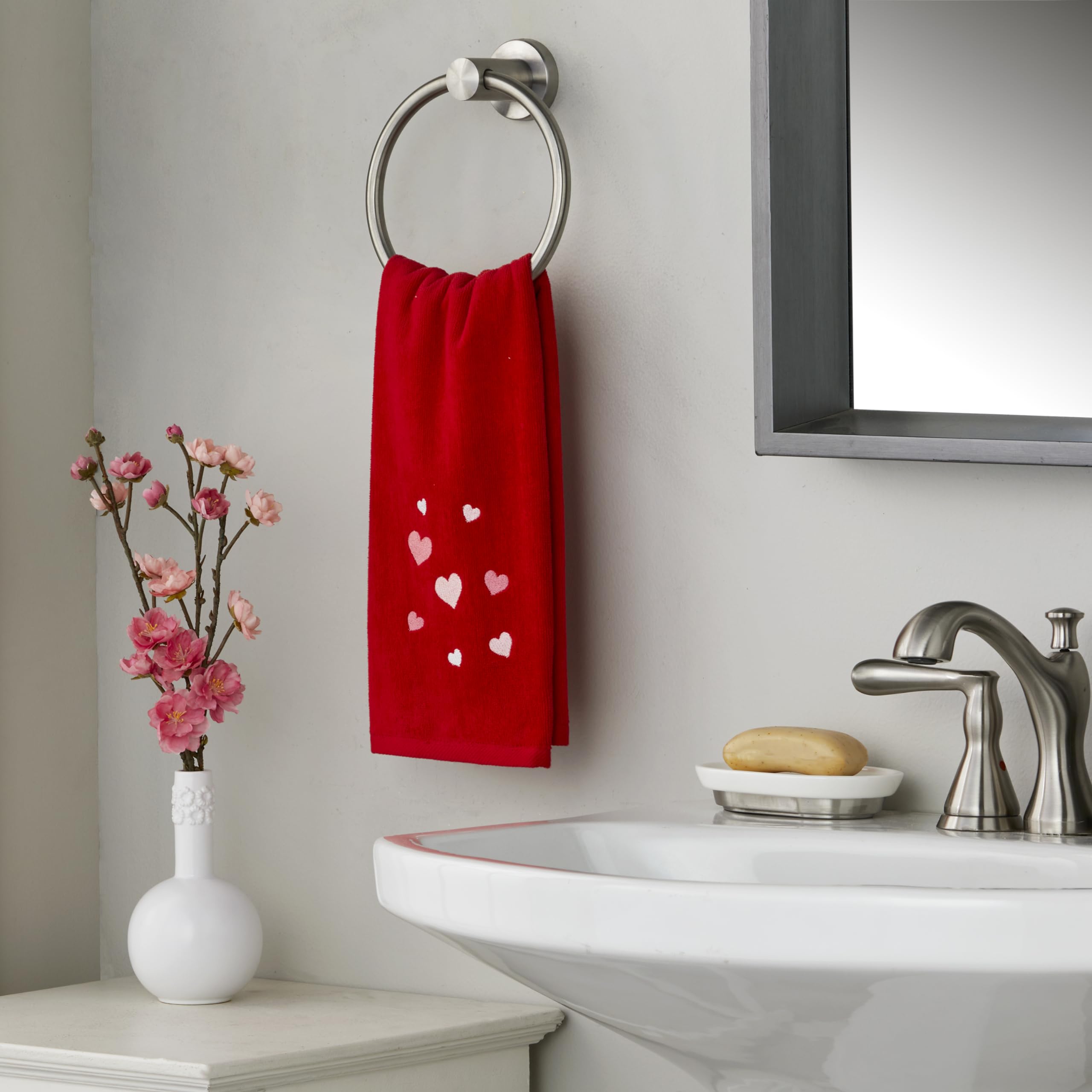 SKL Home Valentine's Day Tossed Hearts Hand Towel Set, 2 Count