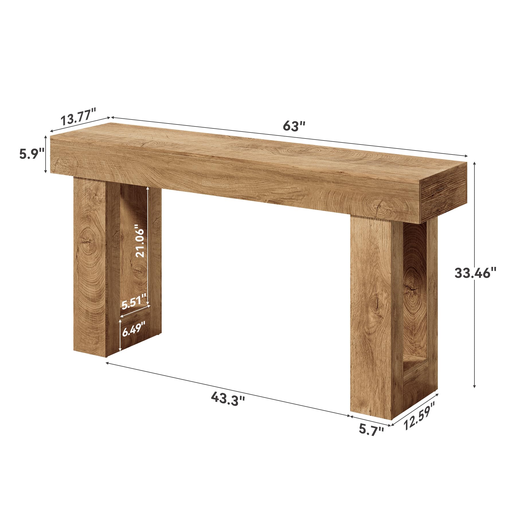 LITTLE TREE 160cm Long Console Table for Entryway, Sofa Table Behind Sofa, Wood Entrance Table, Hallway Table