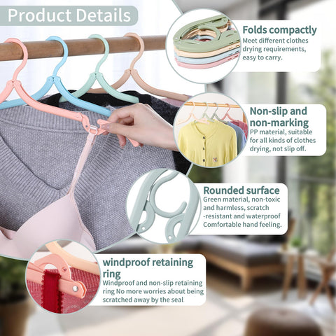YANJINGSHE Travel Hangers Foldable Lightweight, 12 Pack 4 Colours