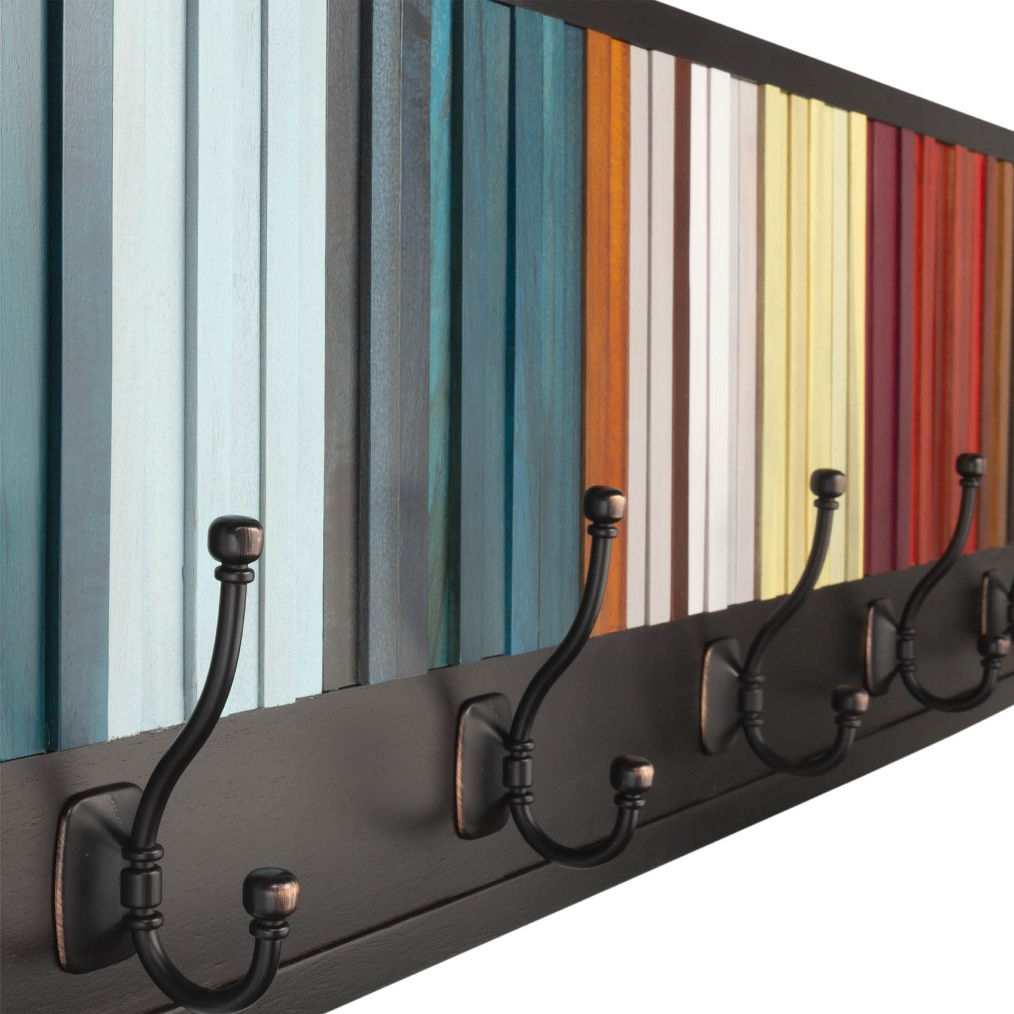 Deco Fluent - Coat Hooks Wall Mounted - Solid Handmade Natural Acacia Wood, Coat Rack with 5 Hooks, Solid Wood Coat Rack for Entrance Hall. 100x35cm