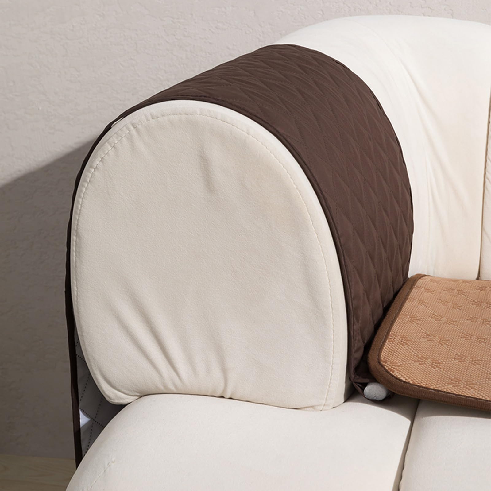 Sofa Armrest Organizer Remote Control Holder Armchair Caddy Armchairs Couch Organiser for Phone, Book, Magazines - Beige