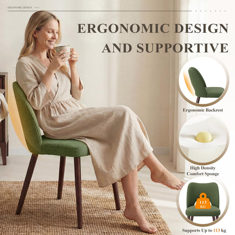 MALOL Upholstered Dining Chairs Set of 4, Fabric Chairs for Dining Room with Solid Wood Legs, Hollow Backrest and Thick Seat Cushion