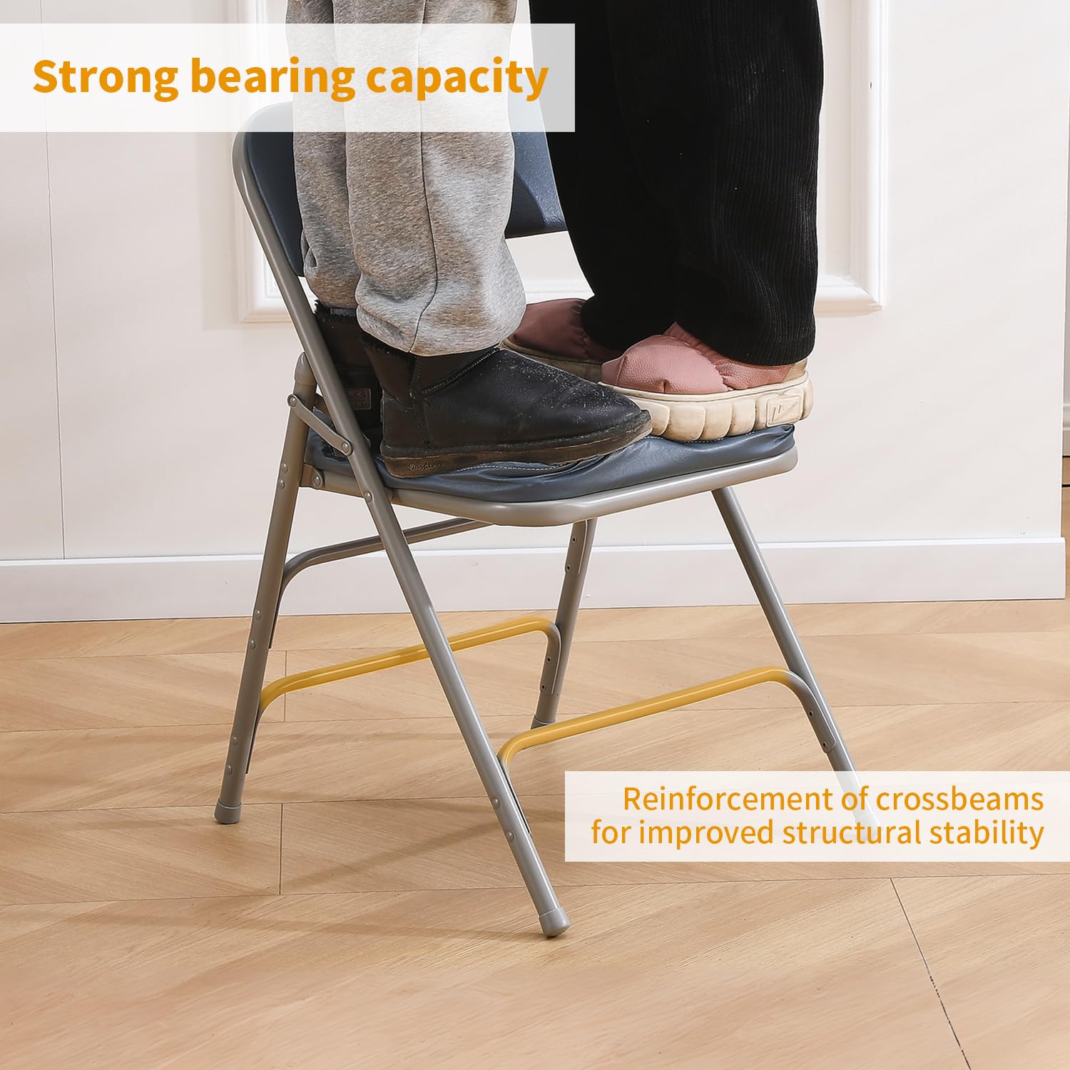 BOOSDEN Blue Padded Folding Chairs, Foldable Chair with Thick Cushion
